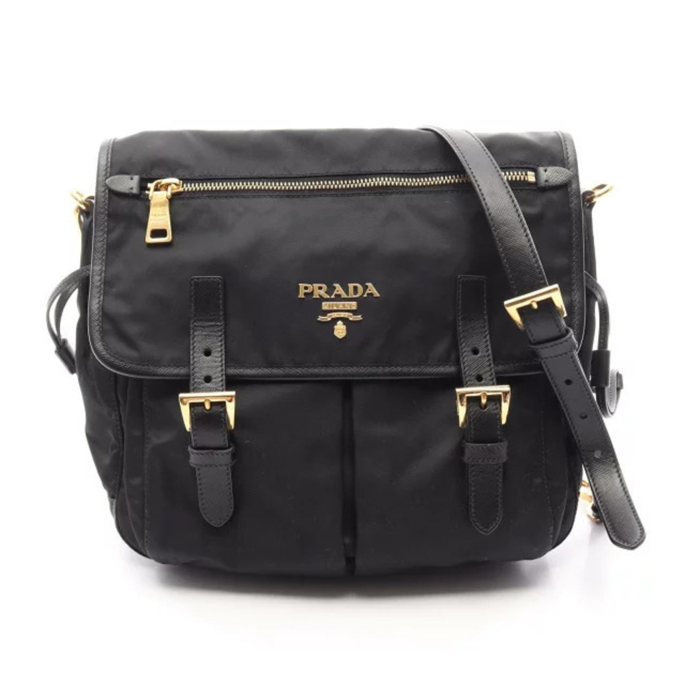 Prada TESSUTO SAFFIAN Shoulder Bag Saffiano Leather Black
